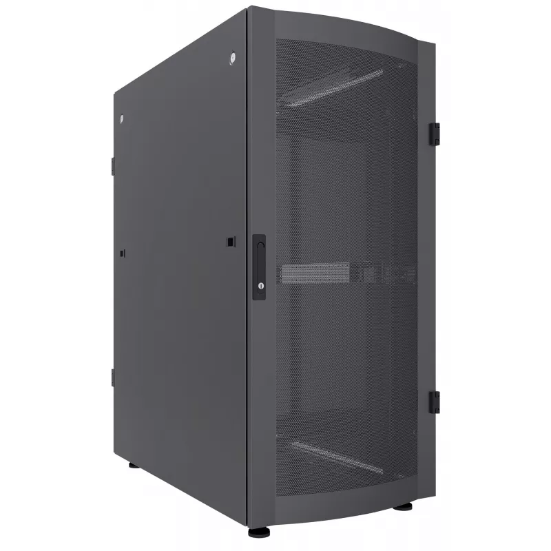 Intellinet 19-calowa szafa serwerowa - wolnostojąca, 36U, 600x1200mm (szer. x gł.), czarna, płaska paczka, maks. 1500 kg, wielopunktowy zamek drzwi, jeden zamek na panel boczny, głębokość użytkowa 123 do 973 mm, IP20, stojak, stal