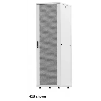 Intellinet 19-calowa szafa sieciowa - wolnostojąca (podstawowa), 36U, 600x1000mm (szerokość x głębokość), szara, Flatpack, maks. obciążenie 600 kg, zamek drzwi jednopunktowy, jeden zamek na panel boczny, głębokość użytkowa 123–773 mm, szafa rack, IP20, stal