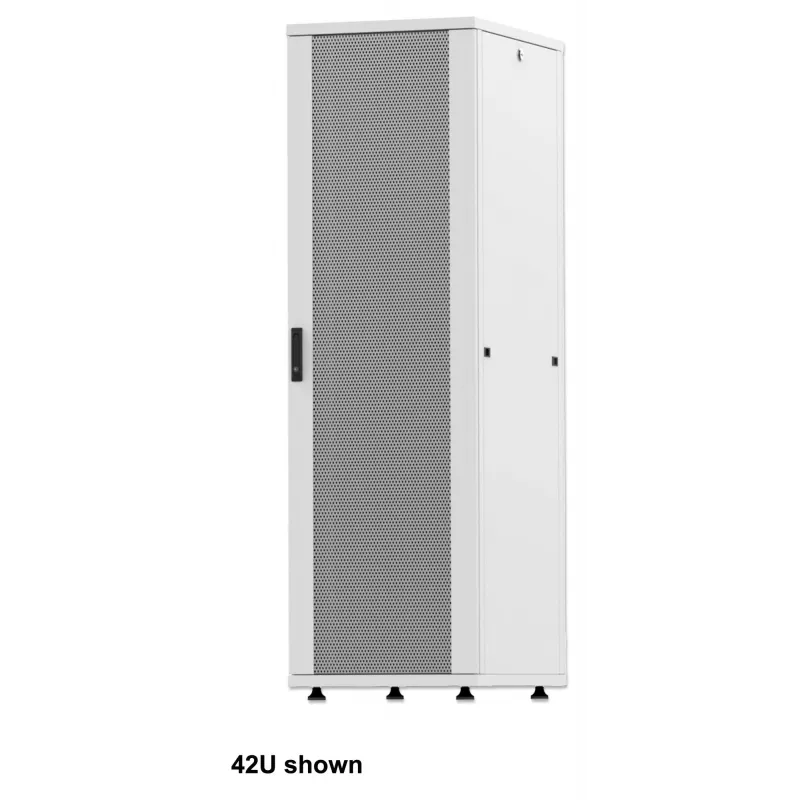 Intellinet 19-calowa szafa sieciowa - wolnostojąca (podstawowa), 36U, 600x1000mm (szerokość x głębokość), szara, Flatpack, maks. obciążenie 600 kg, zamek drzwi jednopunktowy, jeden zamek na panel boczny, głębokość użytkowa 123–773 mm, szafa rack, IP20, stal