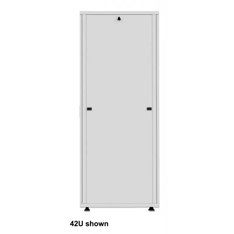 Intellinet 19-calowa szafa sieciowa - wolnostojąca (podstawowa), 36U, 600x1000mm (szerokość x głębokość), szara, Flatpack, maks. obciążenie 600 kg, zamek drzwi jednopunktowy, jeden zamek na panel boczny, głębokość użytkowa 123–773 mm, szafa rack, IP20, stal
