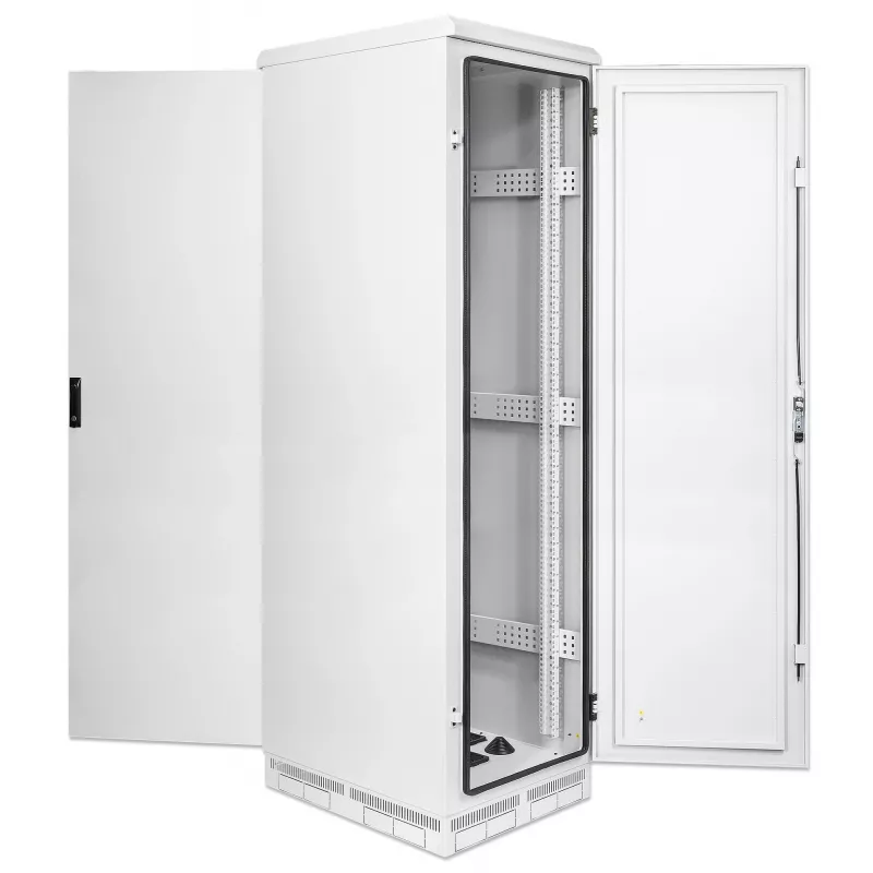 Intellinet Industrial IP55 19-calowa szafa sieciowa z zintegrowanymi wentylatorami, 42U głębokość 800 mm, dachowa jednostka wentylacyjna z czterema wentylatorami, ochrona przed pyłem i strumieniami wody, wolnostojąca, zmontowana, jasnoszara RAL7035