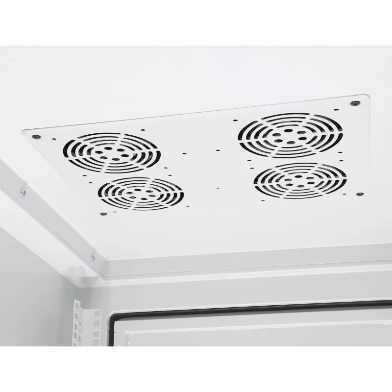 Intellinet Industrial IP55 19-calowa szafa sieciowa z zintegrowanymi wentylatorami, 42U głębokość 800 mm, dachowa jednostka wentylacyjna z czterema wentylatorami, ochrona przed pyłem i strumieniami wody, wolnostojąca, zmontowana, jasnoszara RAL7035
