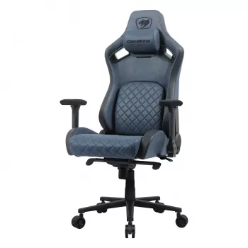 Uniwersalny fotel gamingowy Cougar CGR-DSF-BUB — tapicerowane siedzisko, maks. obciążenie 150 kg, szer. 760 mm, gł. 690 mm, wys. 1295 mm, granatowy