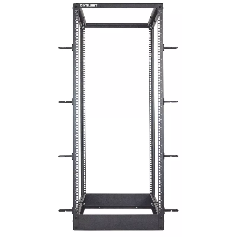 Intellinet 19-calowa szafa rack - otwarta rama (4-słupkowa), 26U, czarna, płaski pakiet, max 360 kg