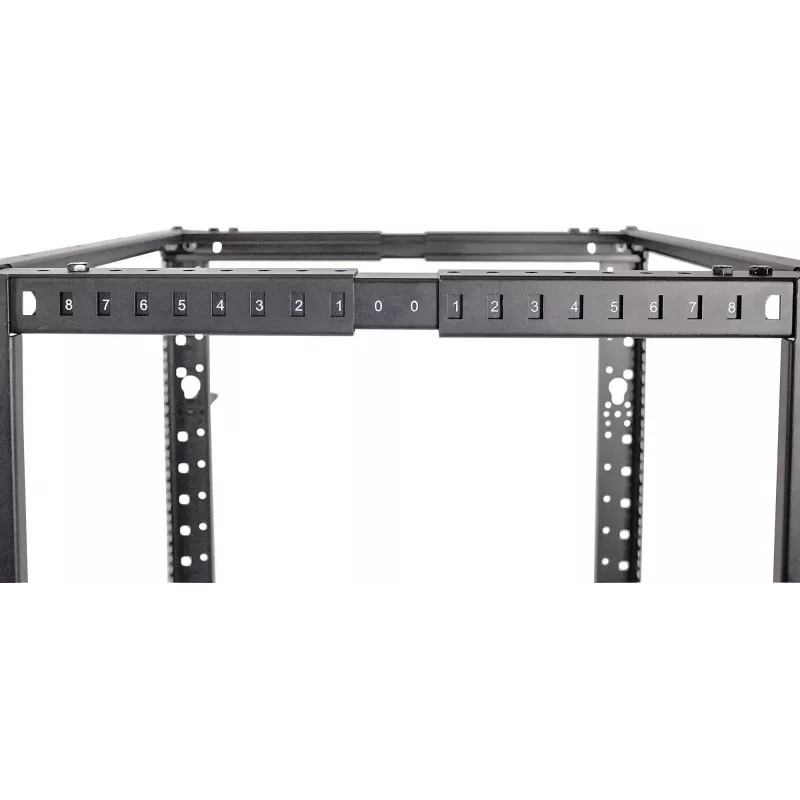 Intellinet 19-calowa szafa rack - otwarta rama (4-słupkowa), 26U, czarna, płaski pakiet, max 360 kg