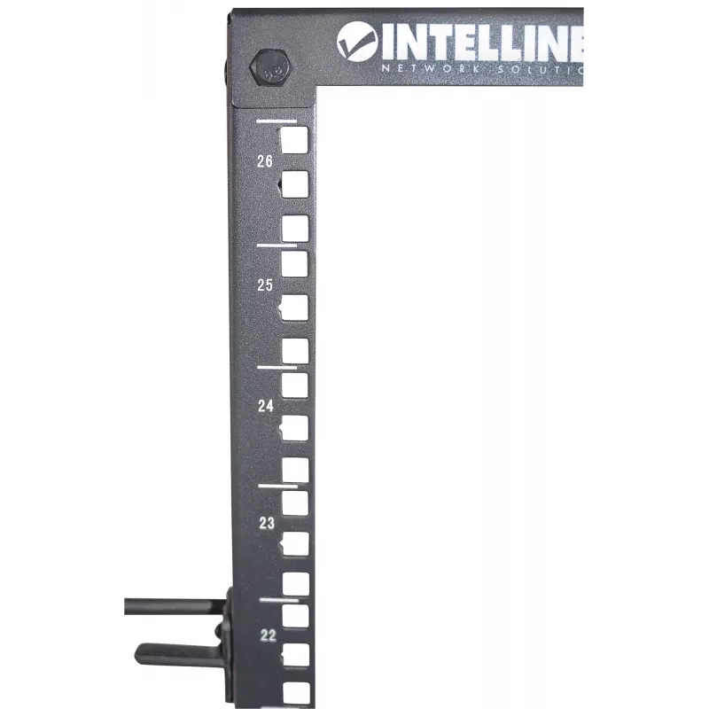 Intellinet 19-calowa szafa rack - otwarta rama (4-słupkowa), 26U, czarna, płaski pakiet, max 360 kg