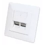 Intellinet 2-portowa ekranowana płyta czołowa Cat6a 10G RJ45 do montażu podtynkowego z ramką, STP, biały sygnałowy RAL9003