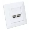 Intellinet 2-portowa ekranowana płyta czołowa Cat6a 10G RJ45 do montażu podtynkowego z ramką, STP, biały sygnałowy RAL9003