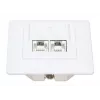 Intellinet 2-portowa ekranowana płyta czołowa Cat6a 10G RJ45 do montażu podtynkowego z ramką, STP, biały sygnałowy RAL9003