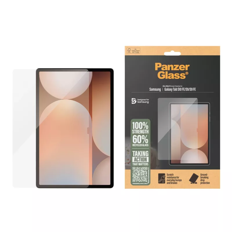 Szkło ochronne PanzerGlass do Samsung Galaxy Tab S9 / S9 FE / S10 FE — szkło hartowane, PET, silikon, przezroczyste, Ultra‑Wide Fit