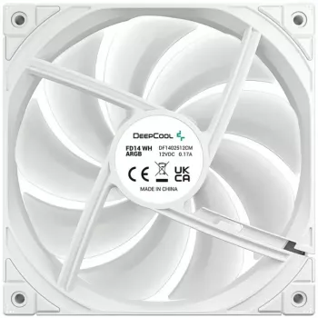Wentylator chłodzący DeepCool FD14 ARGB biały 140mm 3in1 — 140 mm, ARGB, biały, 3 szt.