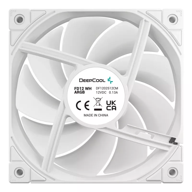 12 cm wentylator obudowy DeepCool FD12 ARGB, biały, 400–2050 RPM, łożysko hydrauliczne