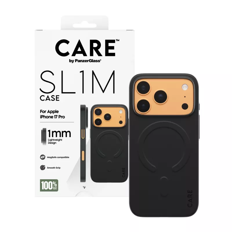 Ochronne etui na telefon PanzerGlass CARE™ SL1M z MagSafe do iPhone 17 Pro — czarne