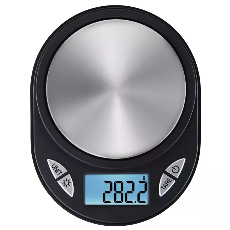 Elektroniczna waga kuchenna Xavax Jewel Czarny Oval — maks. 0,5 kg, dokładność 0,1 g, bateria CR2032, 130×100×15 mm