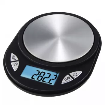 Elektroniczna waga kuchenna Xavax Jewel Czarny Oval — maks. 0,5 kg, dokładność 0,1 g, bateria CR2032, 130×100×15 mm
