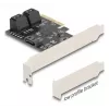 Wewnętrzny adapter SATA DELOCK 90890 — PCIe na 5× SATA (JMicron JMB585), niskoprofilowy, czarny