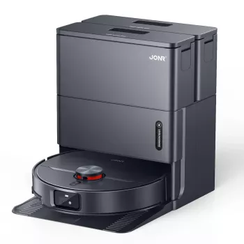 Robot odkurzacz APC Jonr X1 MAX — okrągły, worek na kurz, bateria 5200 mAh, czas pracy 30 min, stacja bazowa z ładowaniem i oczyszczaniem