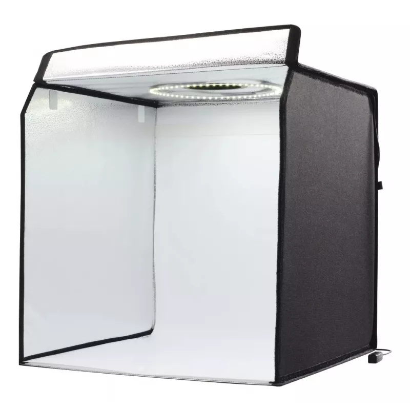 Mini studio fotograficzne HAMA składane pudełko z lampą pierścieniową LED 50×50 cm, model 00004664