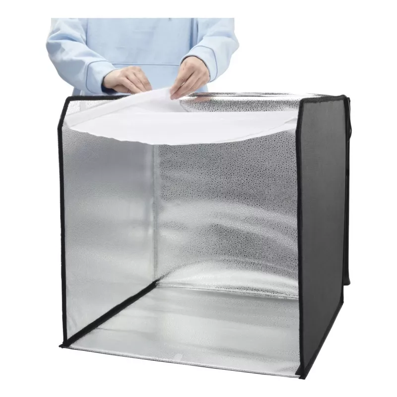 Mini studio fotograficzne HAMA składane pudełko z lampą pierścieniową LED 50×50 cm, model 00004664