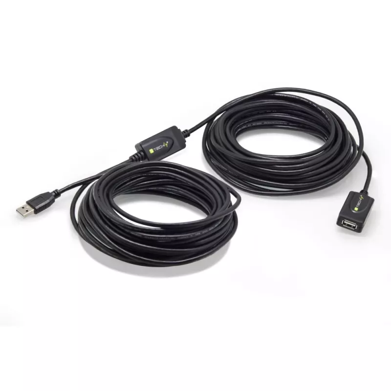 Techly IUSB-REP220TY3 kabel USB USB 2.0 20 m USB A Czarny