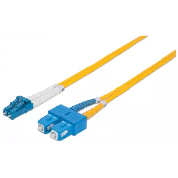 Intellinet światłowodowy kabel krosowy, OS2, LC/SC, 1 m, żółty, duplex, jednomodowy, 9/125 µm, LSZH, światłowód, dożywotnia gwarancja