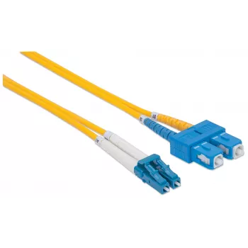 Intellinet światłowodowy kabel krosowy, OS2, LC/SC, 1 m, żółty, duplex, jednomodowy, 9/125 µm, LSZH, światłowód, dożywotnia gwarancja