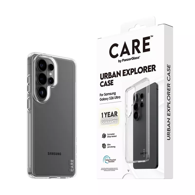 Pokrowiec ochronny PanzerGlass CARE by Urban Explorer Case do Samsung Galaxy S26 Ultra, przezroczysty