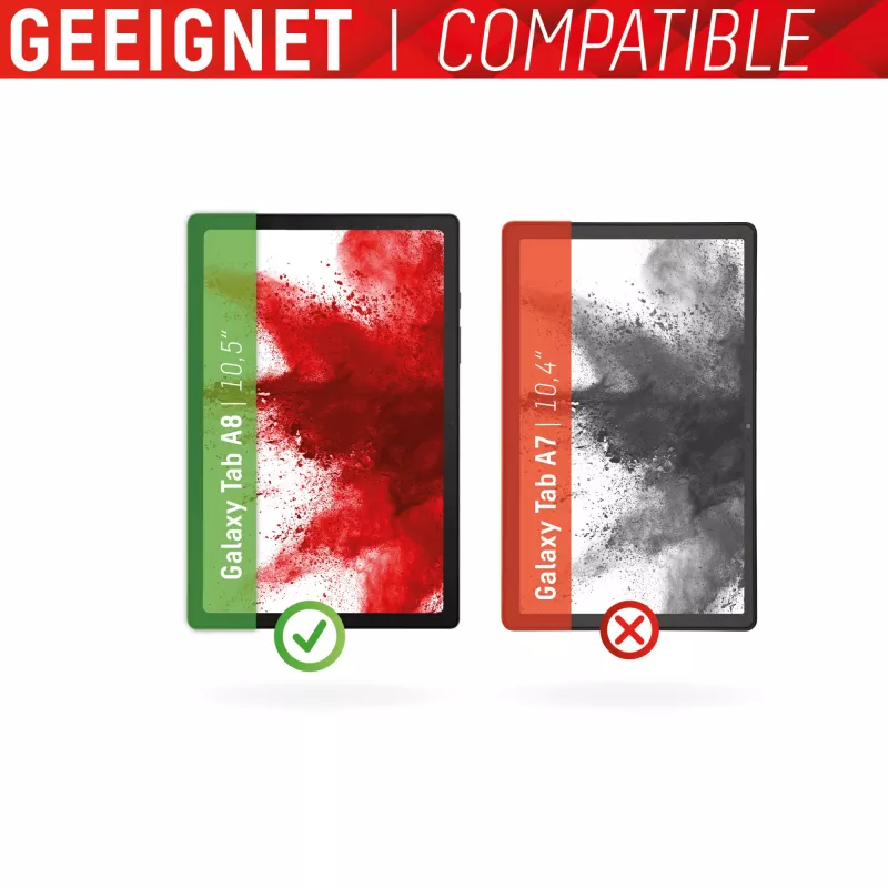 Szkło tabletowe Displex (9H) do Samsung Galaxy Tab A8, ramka montażowa Eco, niełamliwe, ultracienkie, niewidoczne