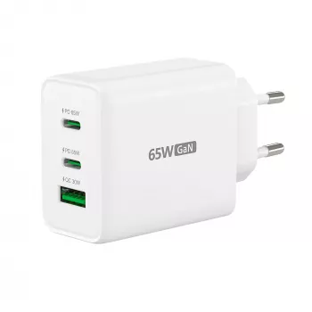 j5create JUP3365E-EN 65W GaN USB-C® 3-portowa ładowarka, wewnętrzna, AC, biała