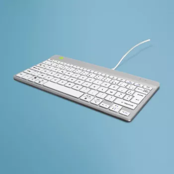 R-Go Tools Klawiatura ergonomiczna R-Go Compact Break, kompaktowa klawiatura z oprogramowaniem przerw, AZERTY (FR), przewodowa, biała