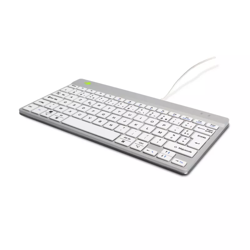 R-Go Tools Klawiatura ergonomiczna R-Go Compact Break, kompaktowa klawiatura z oprogramowaniem przerw, AZERTY (FR), przewodowa, biała