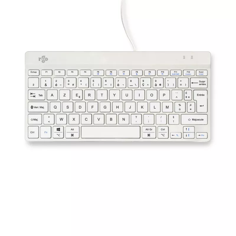R-Go Tools Klawiatura ergonomiczna R-Go Compact Break, kompaktowa klawiatura z oprogramowaniem przerw, AZERTY (FR), przewodowa, biała