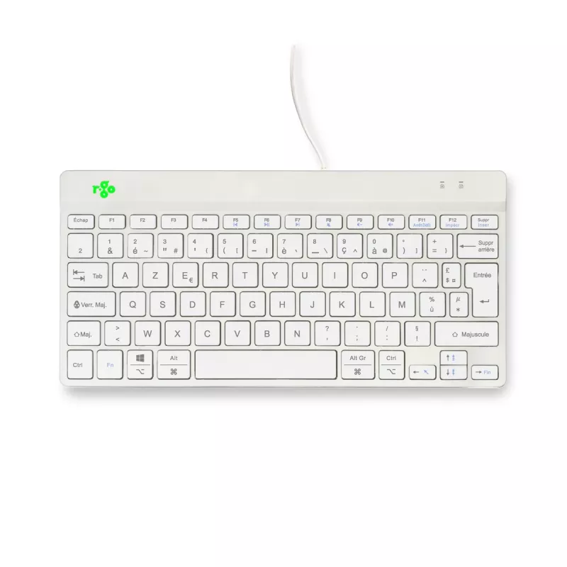 R-Go Tools Klawiatura ergonomiczna R-Go Compact Break, kompaktowa klawiatura z oprogramowaniem przerw, AZERTY (FR), przewodowa, biała