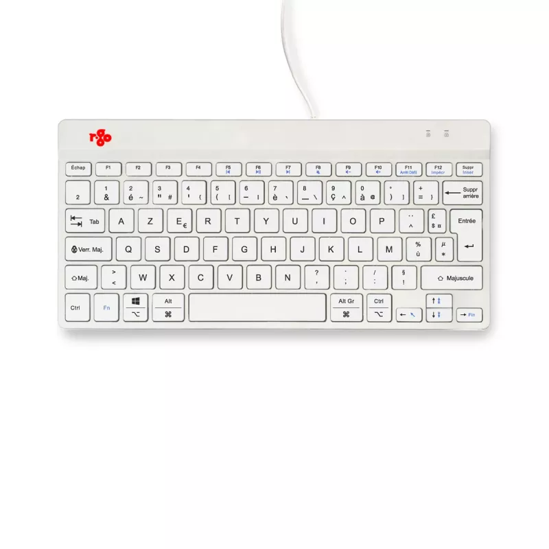 R-Go Tools Klawiatura ergonomiczna R-Go Compact Break, kompaktowa klawiatura z oprogramowaniem przerw, AZERTY (FR), przewodowa, biała