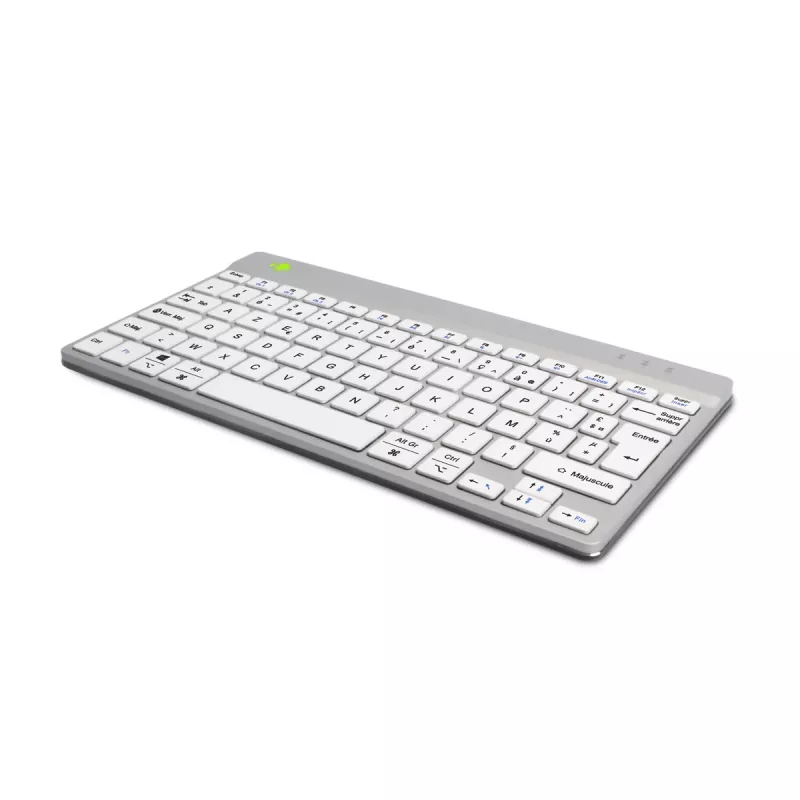 Ergonomiczna klawiatura R-Go Tools R-Go Compact Break, klawiatura kompaktowa z oprogramowaniem przerw, AZERTY (FR), Bluetooth, biała