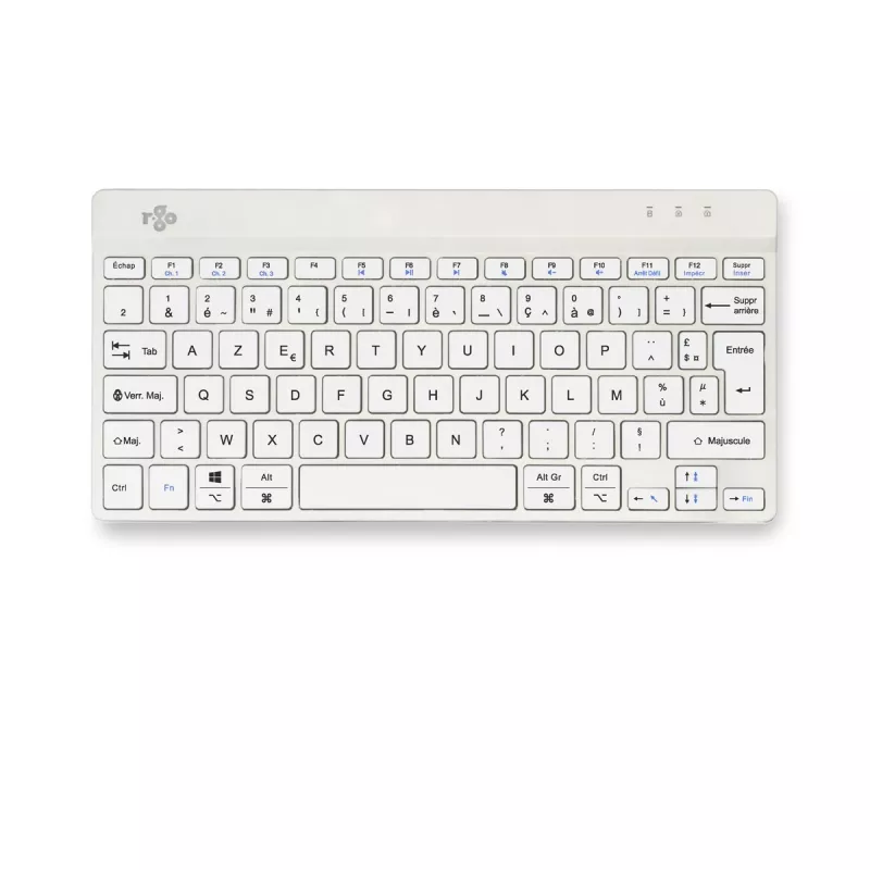 Ergonomiczna klawiatura R-Go Tools R-Go Compact Break, klawiatura kompaktowa z oprogramowaniem przerw, AZERTY (FR), Bluetooth, biała