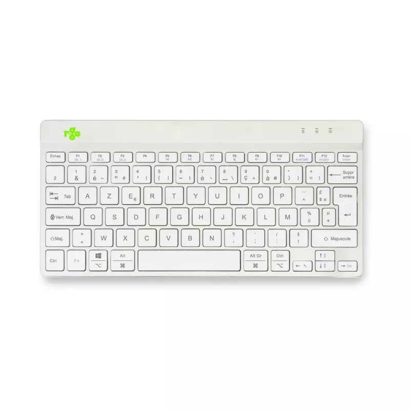 Ergonomiczna klawiatura R-Go Tools R-Go Compact Break, klawiatura kompaktowa z oprogramowaniem przerw, AZERTY (FR), Bluetooth, biała