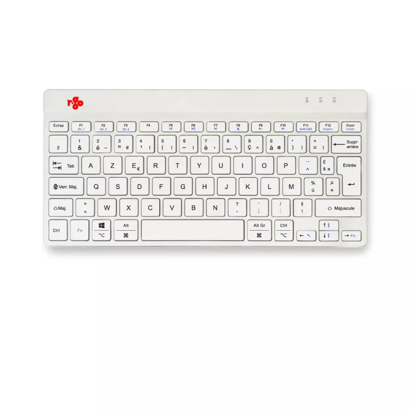 Ergonomiczna klawiatura R-Go Tools R-Go Compact Break, klawiatura kompaktowa z oprogramowaniem przerw, AZERTY (FR), Bluetooth, biała