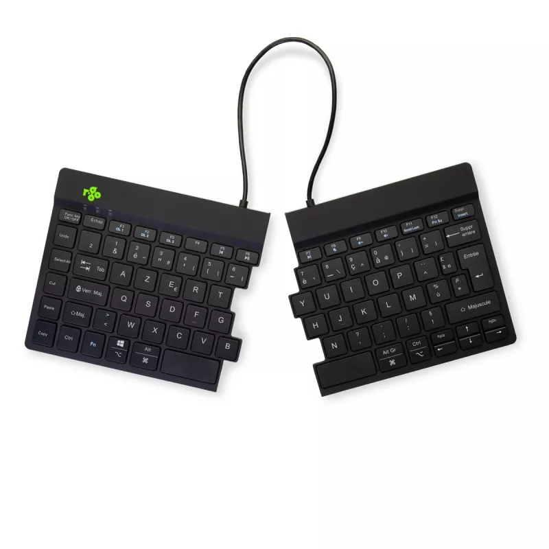 Ergonomiczna klawiatura R-Go Tools R-Go Split Break z oprogramowaniem przypominającym o przerwach, ergonomiczna klawiatura dzielona, AZERTY (FR), Bluetooth, czarna