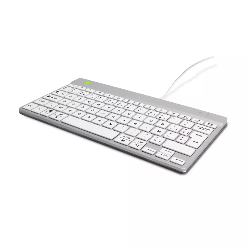 R-Go Tools Ergonomic klawiatura R-Go Compact Break, kompaktowa klawiatura z oprogramowaniem przypominającym o przerwach, AZERTY (BE), przewodowa, biała