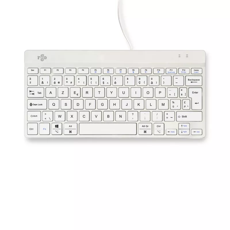 R-Go Tools Ergonomic klawiatura R-Go Compact Break, kompaktowa klawiatura z oprogramowaniem przypominającym o przerwach, AZERTY (BE), przewodowa, biała