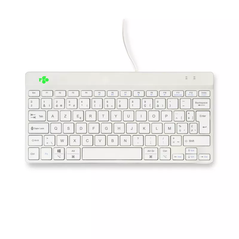 R-Go Tools Ergonomic klawiatura R-Go Compact Break, kompaktowa klawiatura z oprogramowaniem przypominającym o przerwach, AZERTY (BE), przewodowa, biała