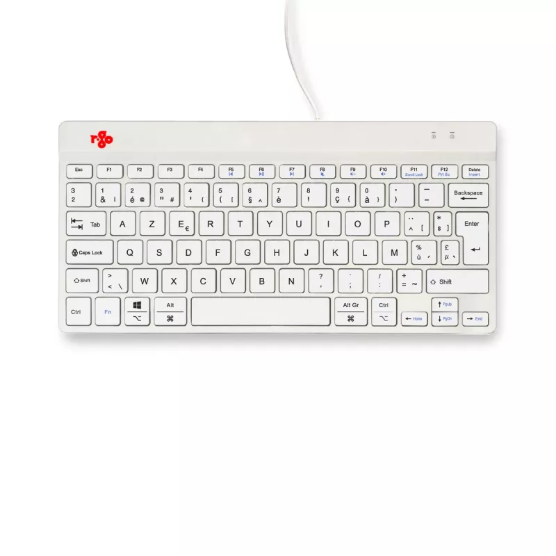 R-Go Tools Ergonomic klawiatura R-Go Compact Break, kompaktowa klawiatura z oprogramowaniem przypominającym o przerwach, AZERTY (BE), przewodowa, biała