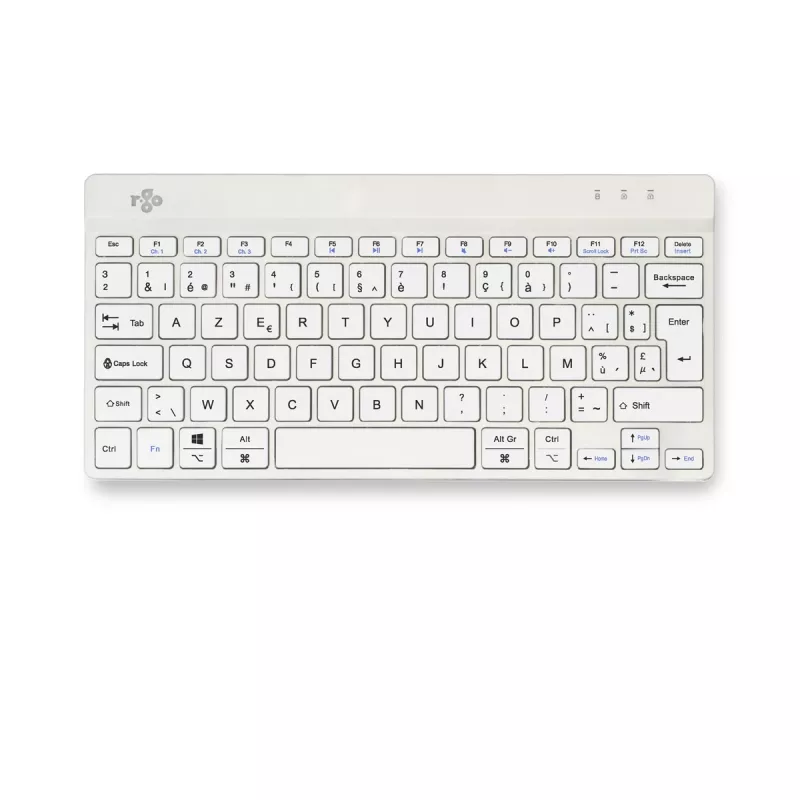 Ergonomiczna klawiatura R-Go Tools R-Go Compact Break, klawiatura kompaktowa z oprogramowaniem przypominającym o przerwach, AZERTY (BE), Bluetooth, biała
