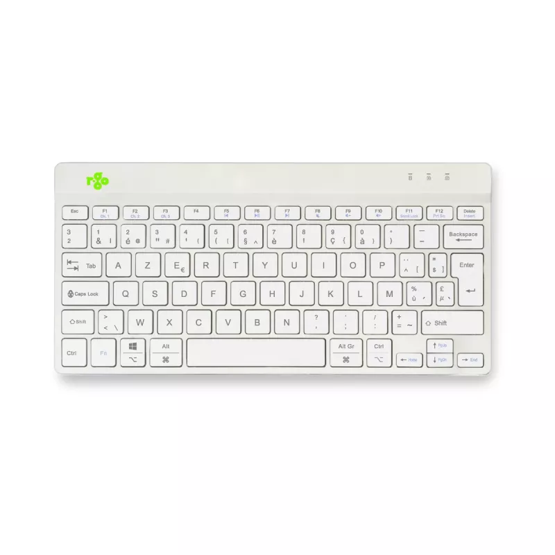 Ergonomiczna klawiatura R-Go Tools R-Go Compact Break, klawiatura kompaktowa z oprogramowaniem przypominającym o przerwach, AZERTY (BE), Bluetooth, biała