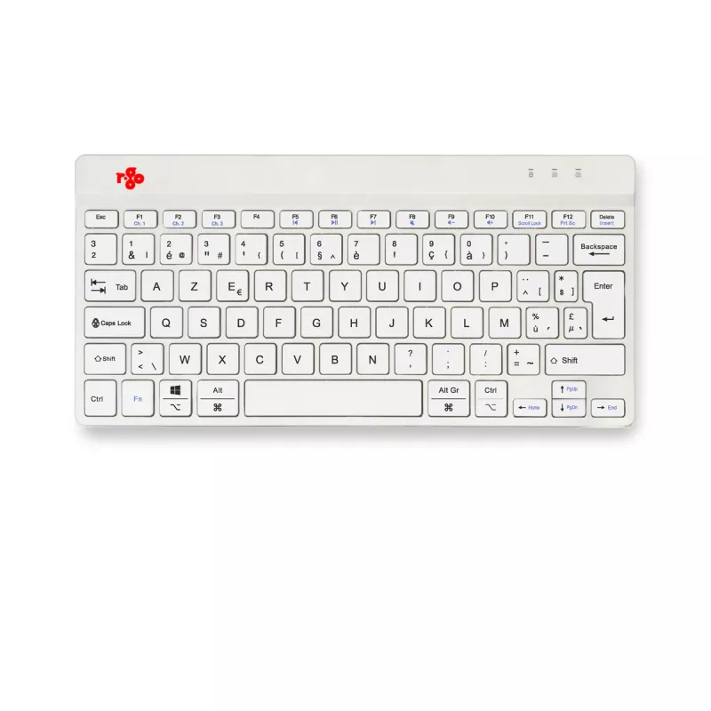 Ergonomiczna klawiatura R-Go Tools R-Go Compact Break, klawiatura kompaktowa z oprogramowaniem przypominającym o przerwach, AZERTY (BE), Bluetooth, biała