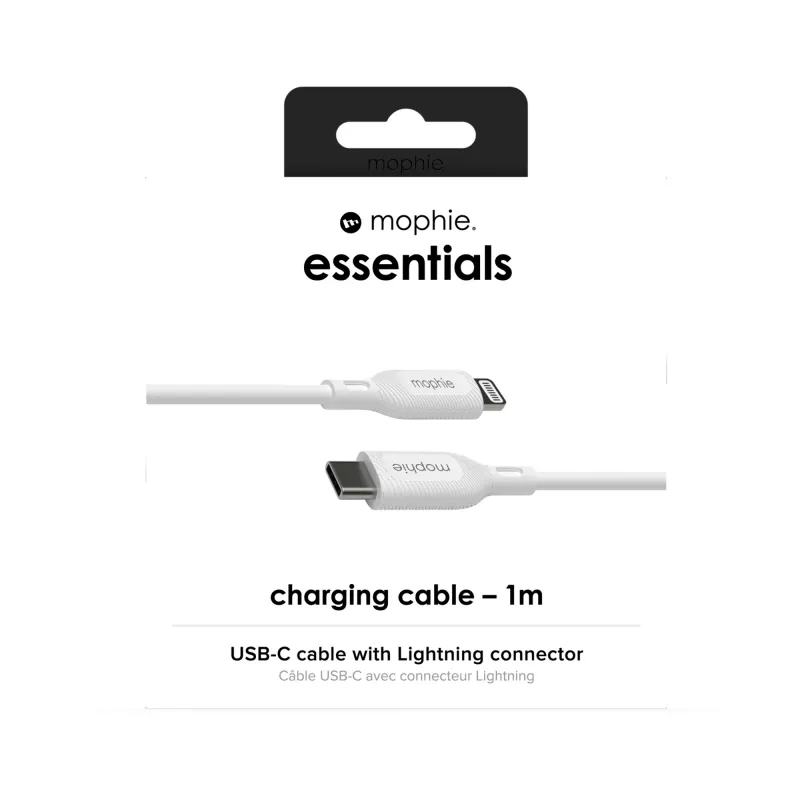 kabel ładujący mophie essentials Lightning na USB-C (1M) biały