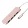 Hub USB-C do 4 portów USB-A Gen 2 j5create — 10 Gbps, USB 3.2, różowy, tworzywo ABS z recyklingu, 100×27×19 mm