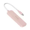 Hub USB-C do 4 portów USB-A Gen 2 j5create — 10 Gbps, USB 3.2, różowy, tworzywo ABS z recyklingu, 100×27×19 mm