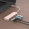 Hub USB-C do 4 portów USB-A Gen 2 j5create — 10 Gbps, USB 3.2, różowy, tworzywo ABS z recyklingu, 100×27×19 mm